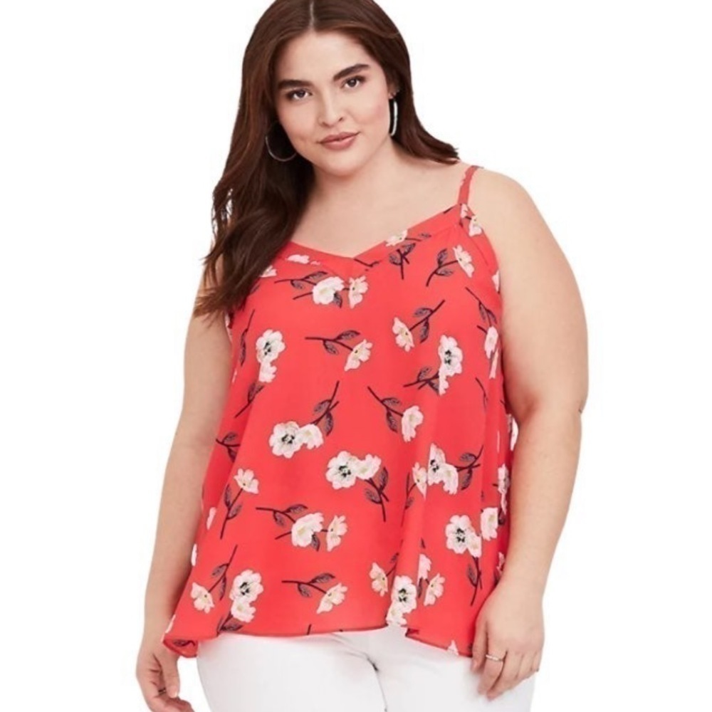 Torrid Women’s Plus Size 2X 2 Sophie Red Floral Spaghetti Tank NWOT